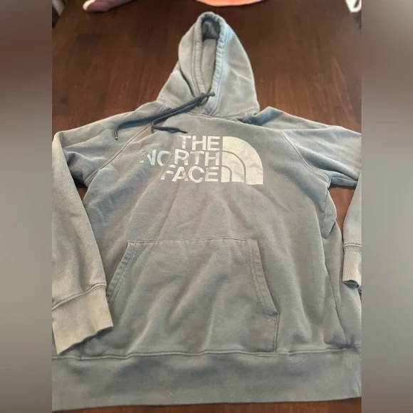 The North Face Sweatshirt Hoodie Women's S Long Sleeve Graphic Logo Pocket Blue - Picture 5 of 9